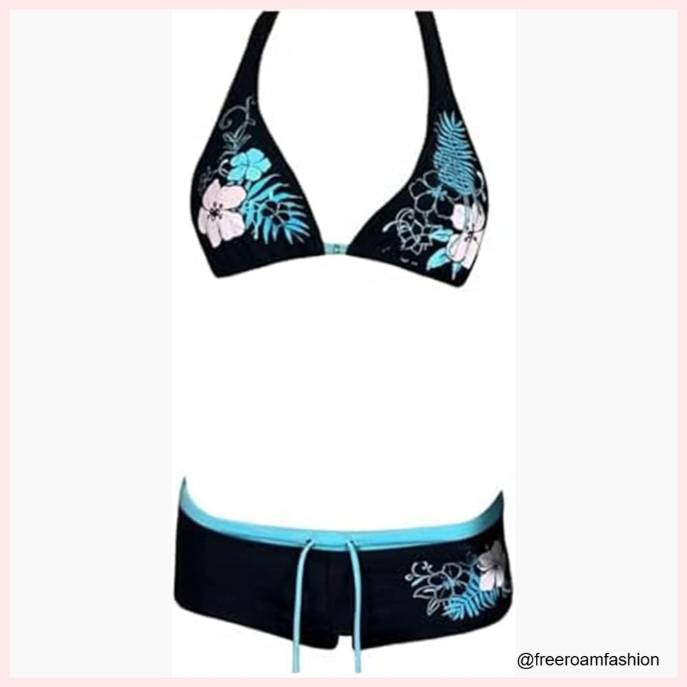 Y2k Halter Bikini Set Medium Polyester Blend Vint… - image 1